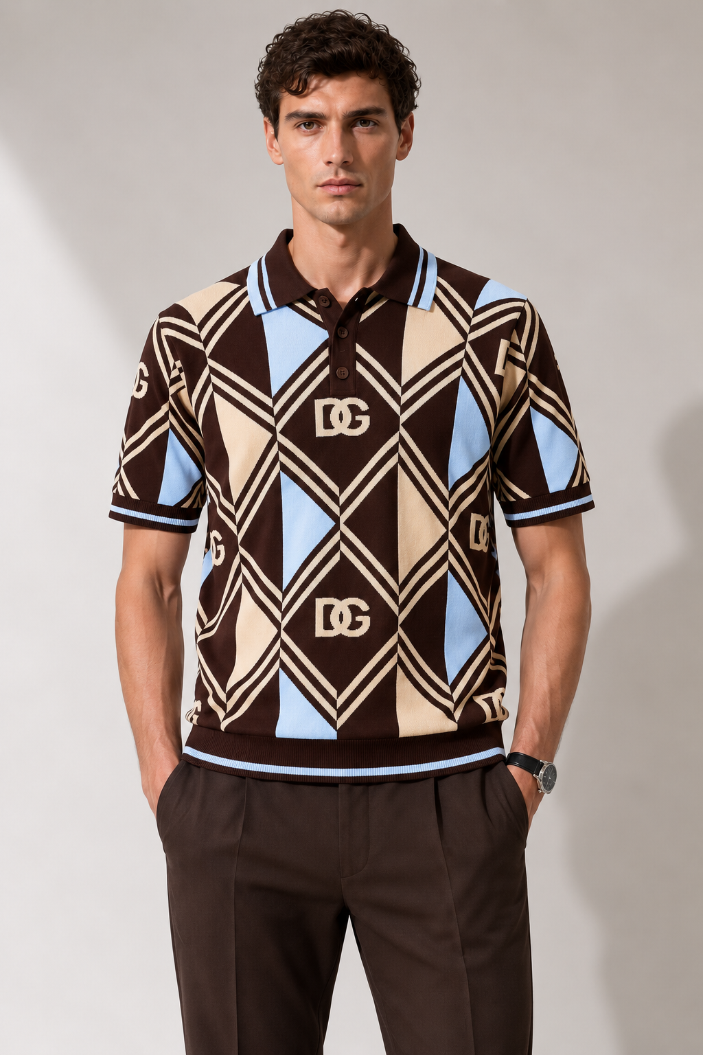 Dolce & Gabbana Geometric Jacquard Polo