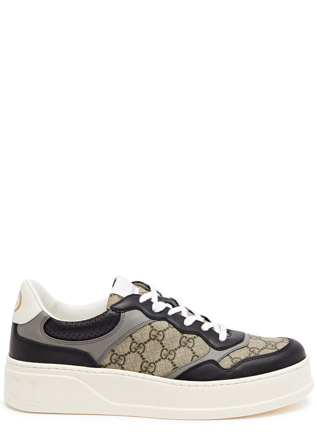 GUCCI Chunky B monogrammed canvas and leather sneakers