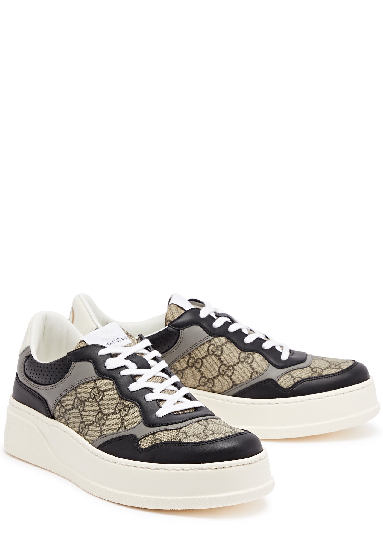GUCCI Chunky B monogrammed canvas and leather sneakers