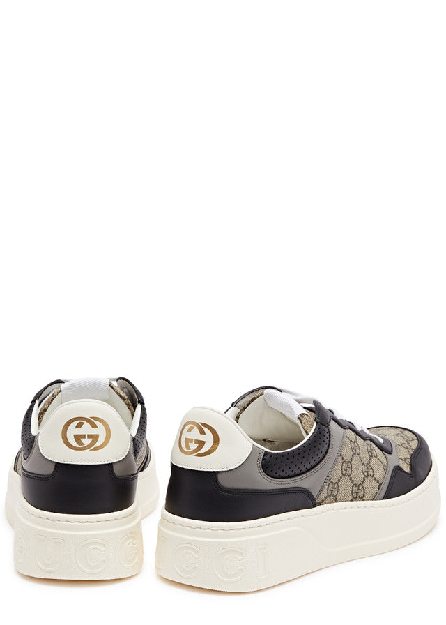GUCCI Chunky B monogrammed canvas and leather sneakers