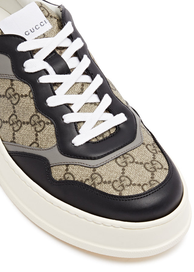 GUCCI Chunky B monogrammed canvas and leather sneakers