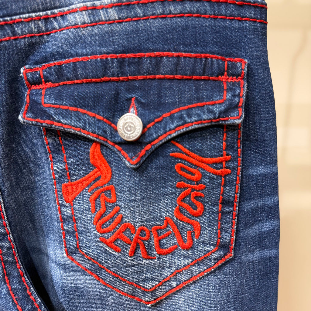 TRUE RELIGION - RICKY BIG T EMBROIDERED HORSESHOE STRAIGHT JEAN