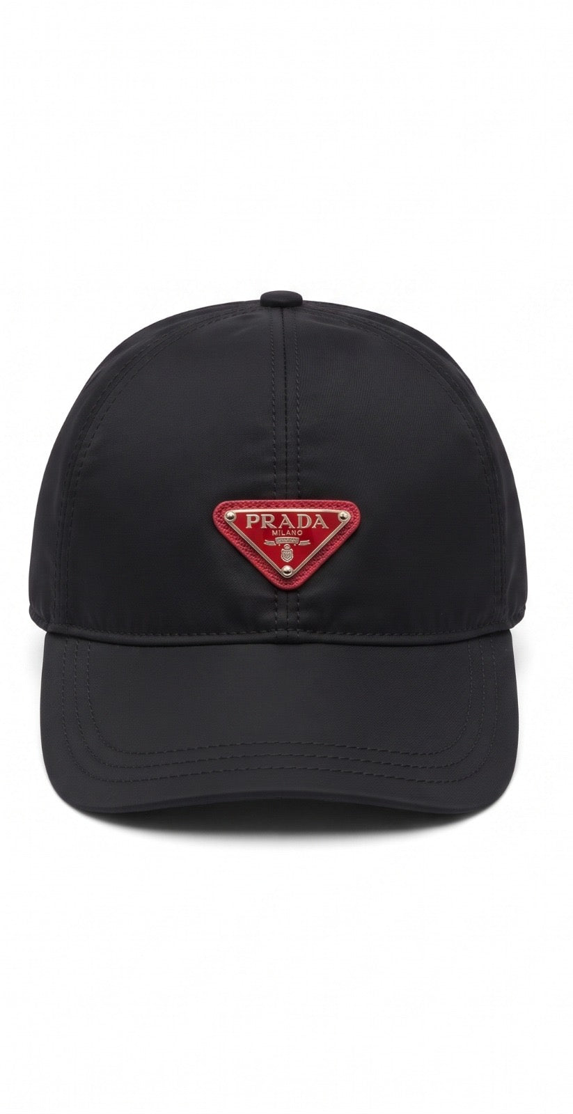 Prada Triangle Logo Cap – Black / Red