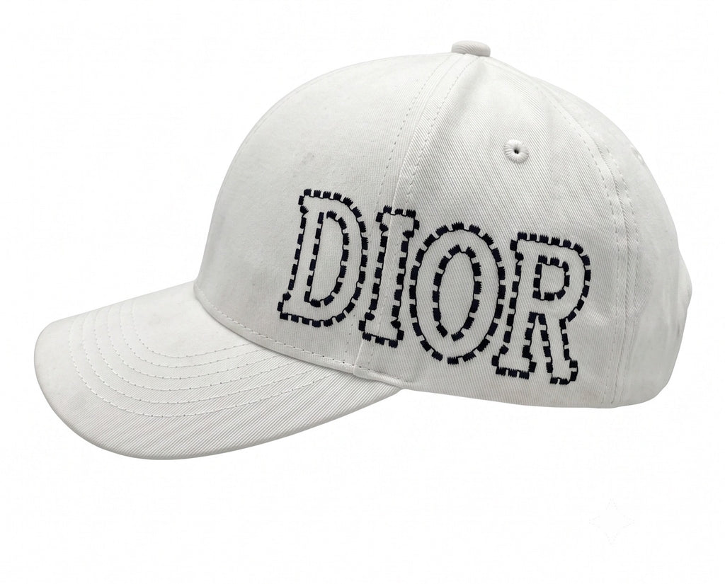 Dior Signature Embroidered Cap – White