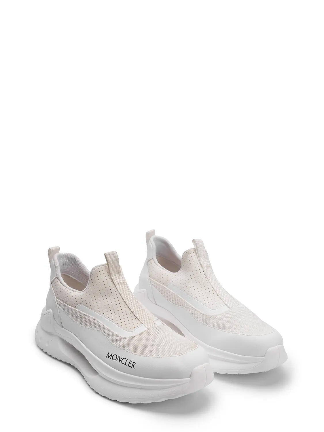 Moncler White Knit Slip-On Sneakers