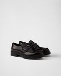 PRADA - Chocolate brushed leather loafers