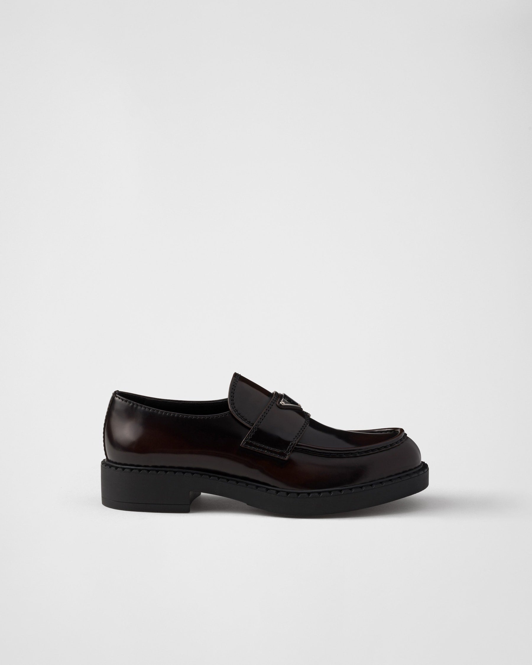 PRADA - Chocolate brushed leather loafers