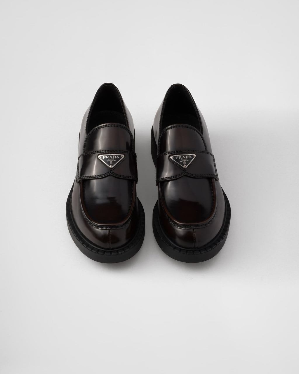 PRADA - Chocolate brushed leather loafers