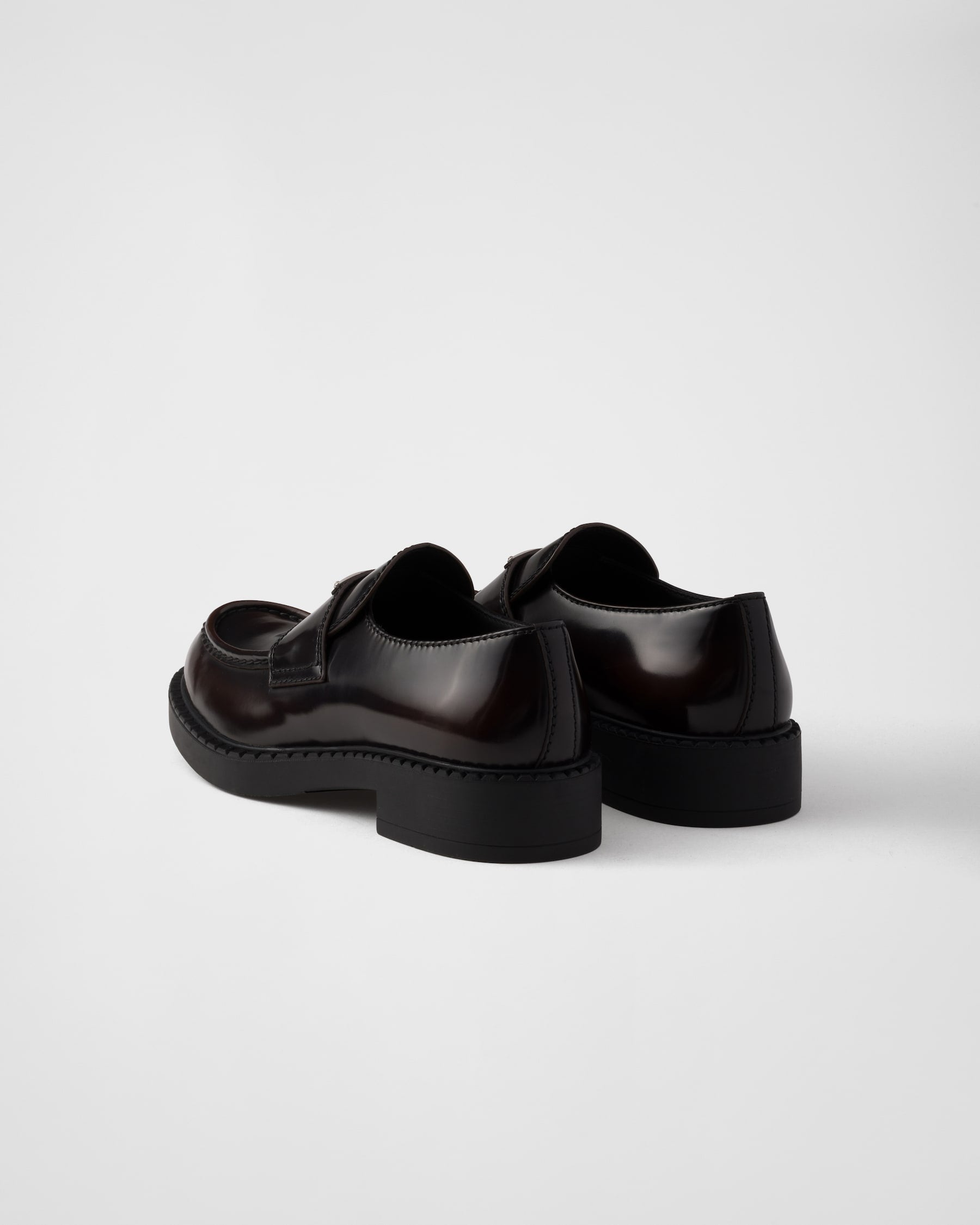 PRADA - Chocolate brushed leather loafers