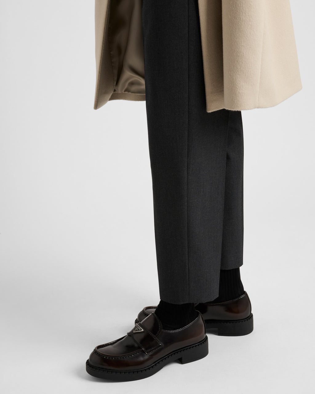 PRADA - Chocolate brushed leather loafers