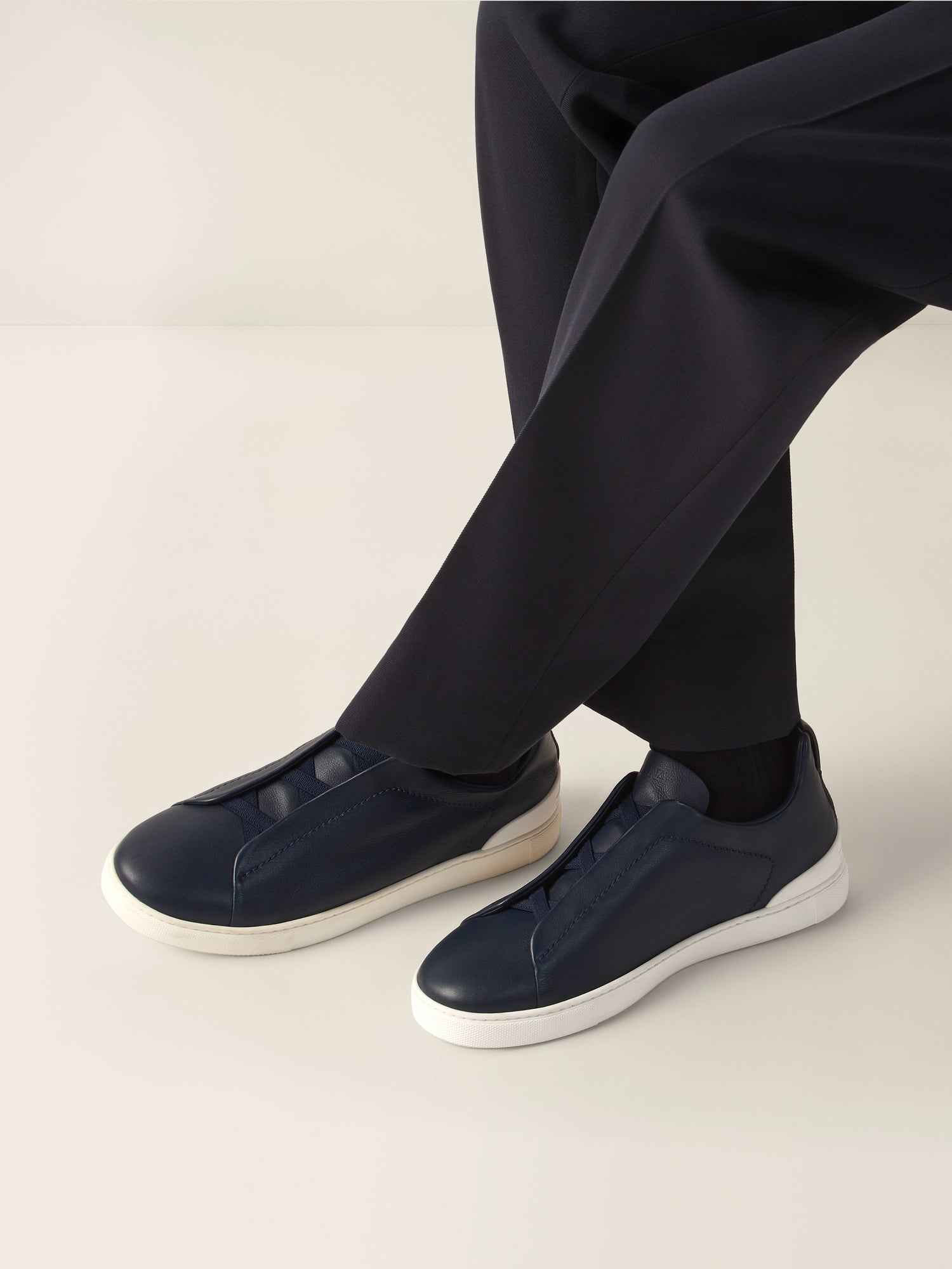 ZEGNA - BLUE TRIPLE STITCH™ SECONDSKIN SNEAKERS