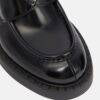 Prada Choclate Black Brushed Leather Slip On Loafers