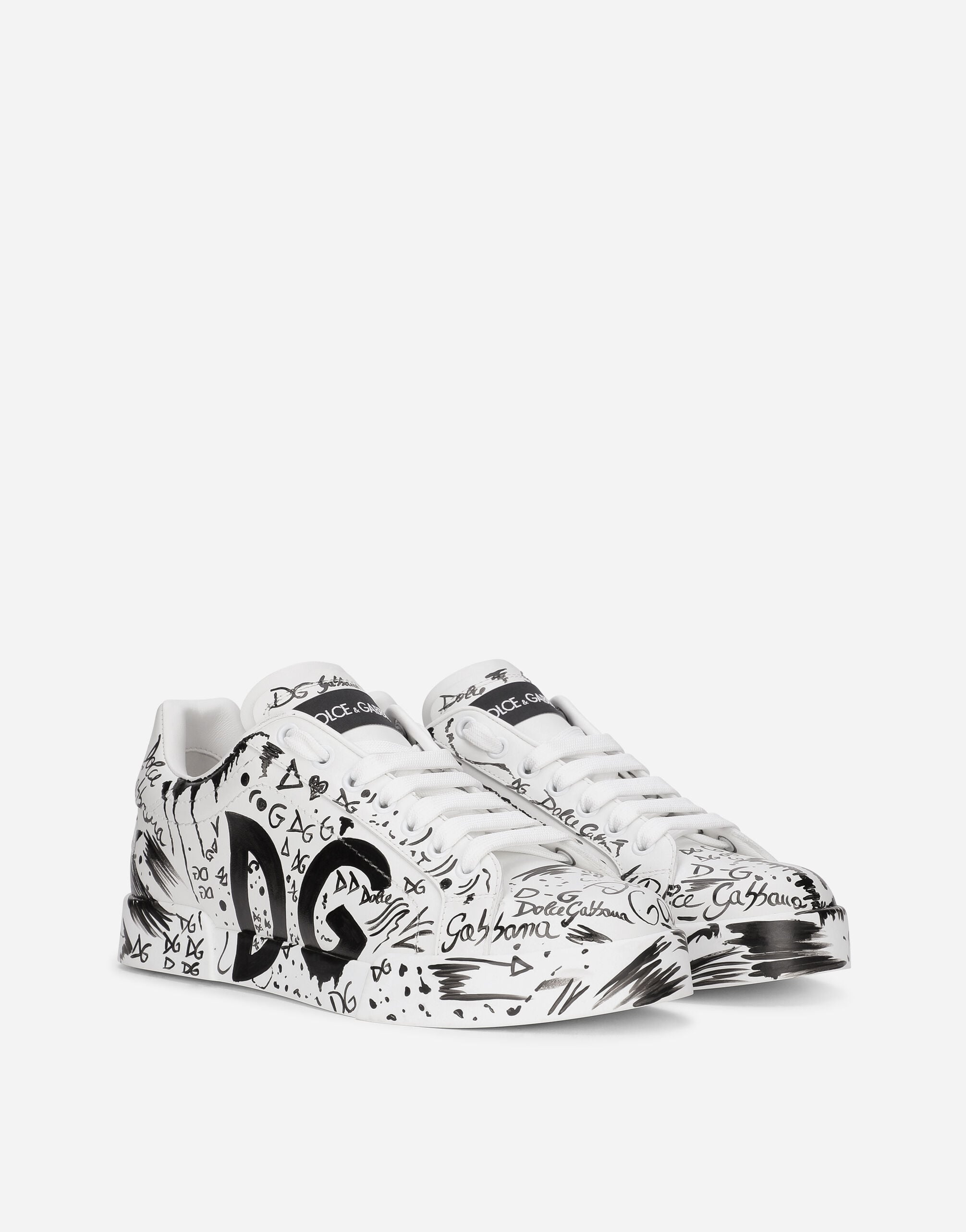 D&G Calfskin Portofino sneakers with logo print in Multicolor for men