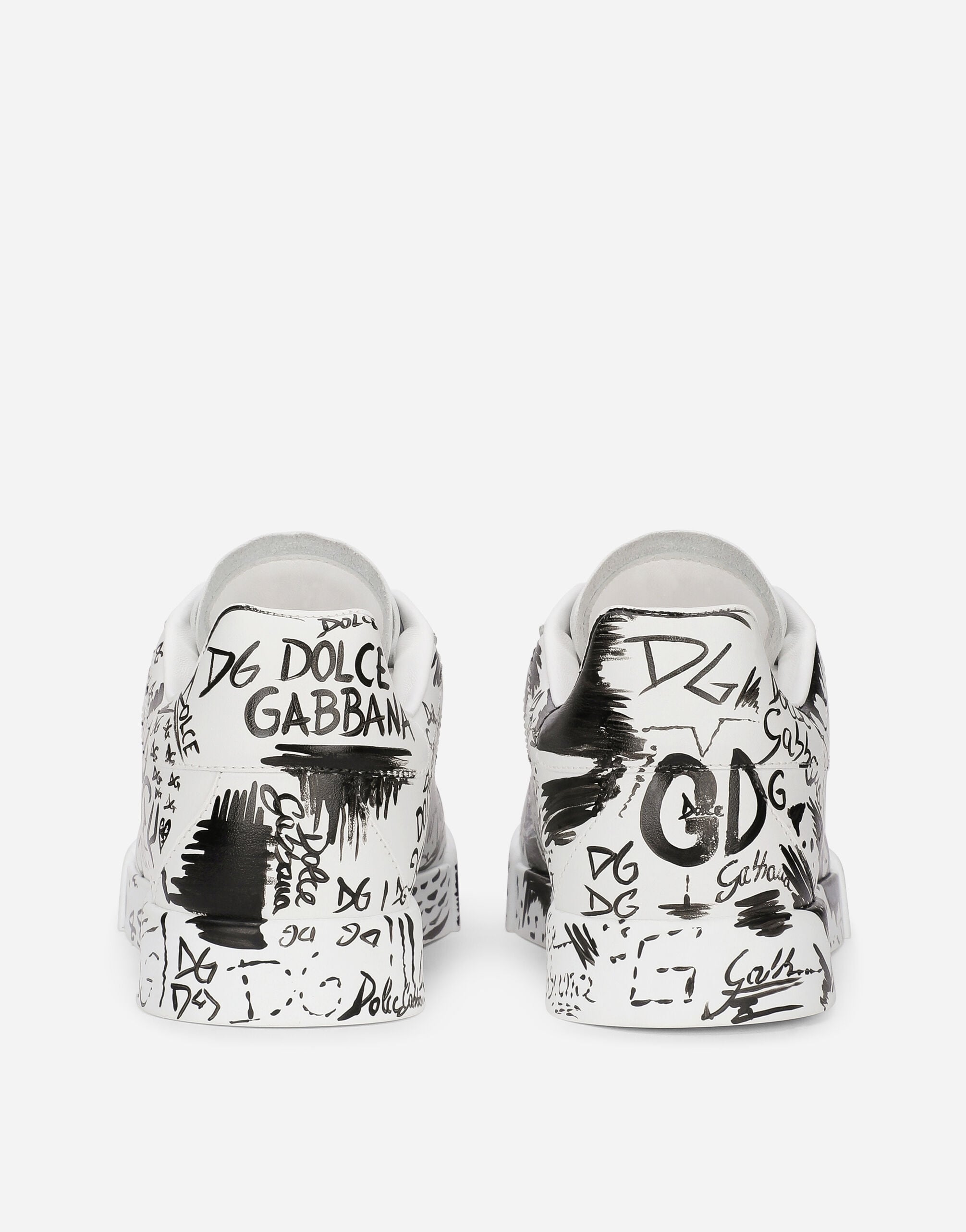 D&G Calfskin Portofino sneakers with logo print in Multicolor for men