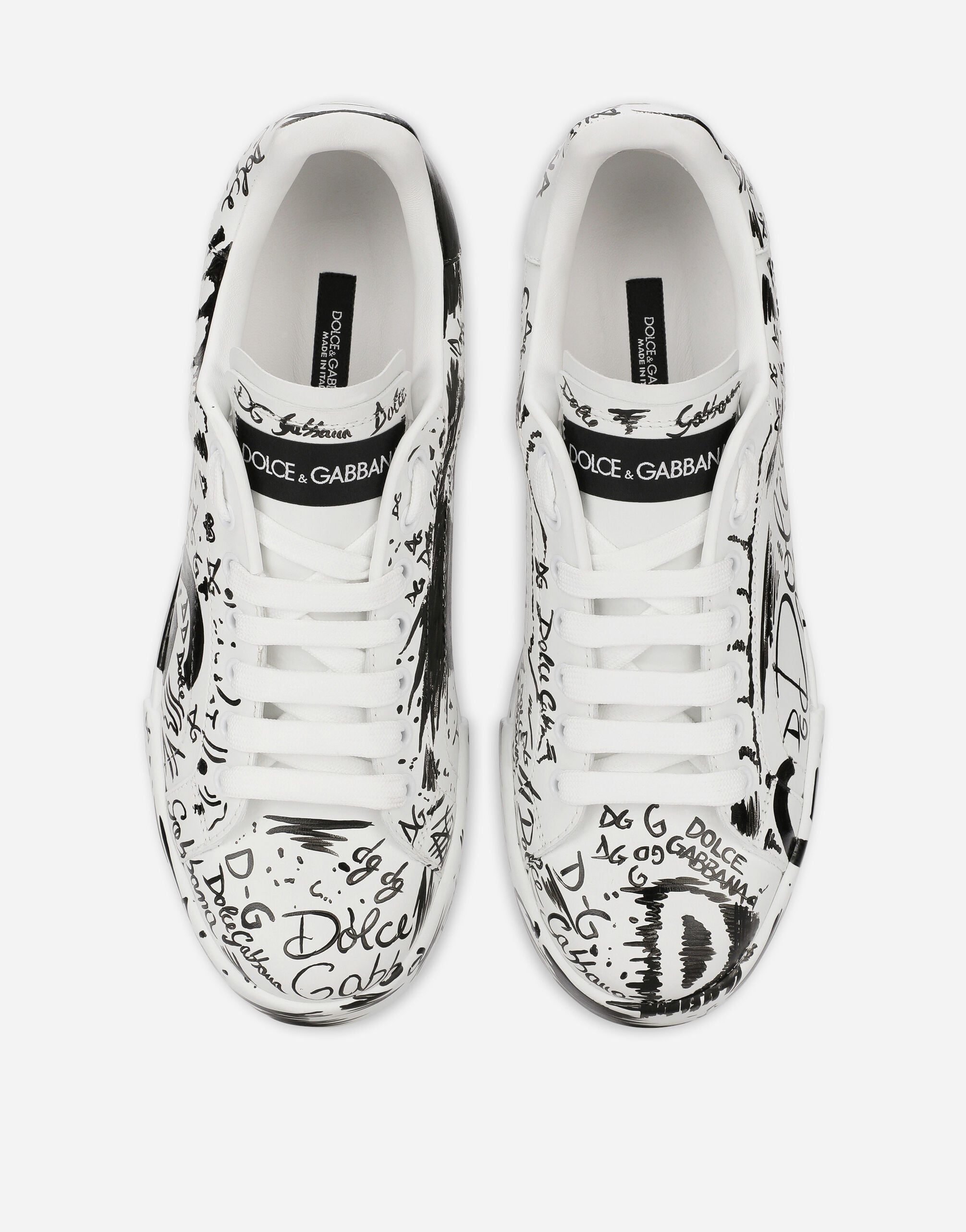 D&G Calfskin Portofino sneakers with logo print in Multicolor for men