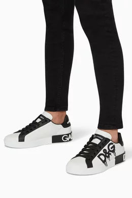 D & G
Portofino Drip Logo Leather Sneakers