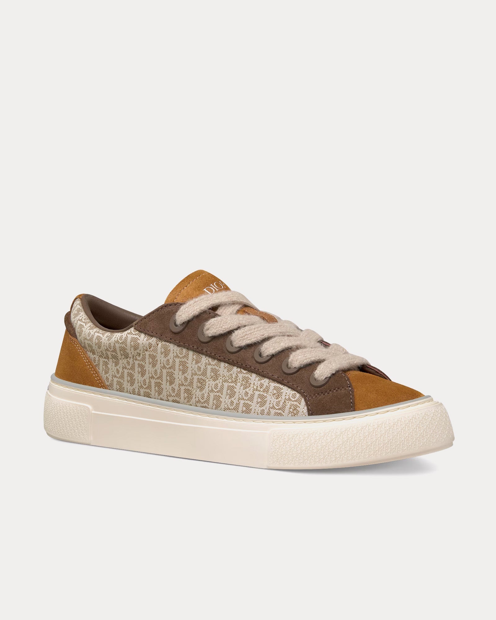 Dior - B33 Beige Dior Oblique Jacquard with Brown and Cognac Suede Low Top Sneakers