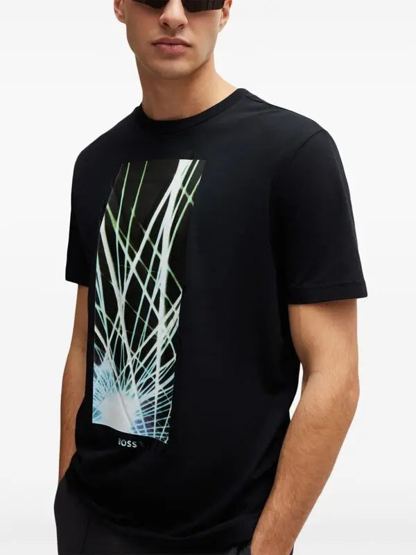 BOSS 
Graphic-Print Stretch-Cotton T-Shirt