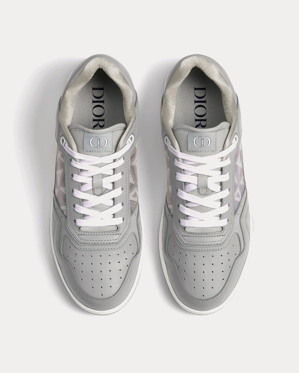 Dior - B27 Dior Gray Smooth Calfskin and CD Diamond Canvas Low Top Sneakers