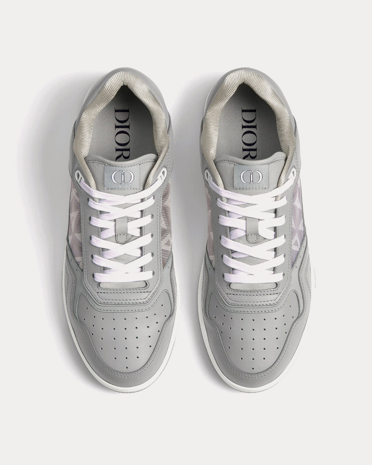 Dior - B27 Dior Gray Smooth Calfskin and CD Diamond Canvas Low Top Sneakers