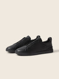 ZEGNA - BLACK LEATHER TRIPLE STITCH™ SNEAKERS