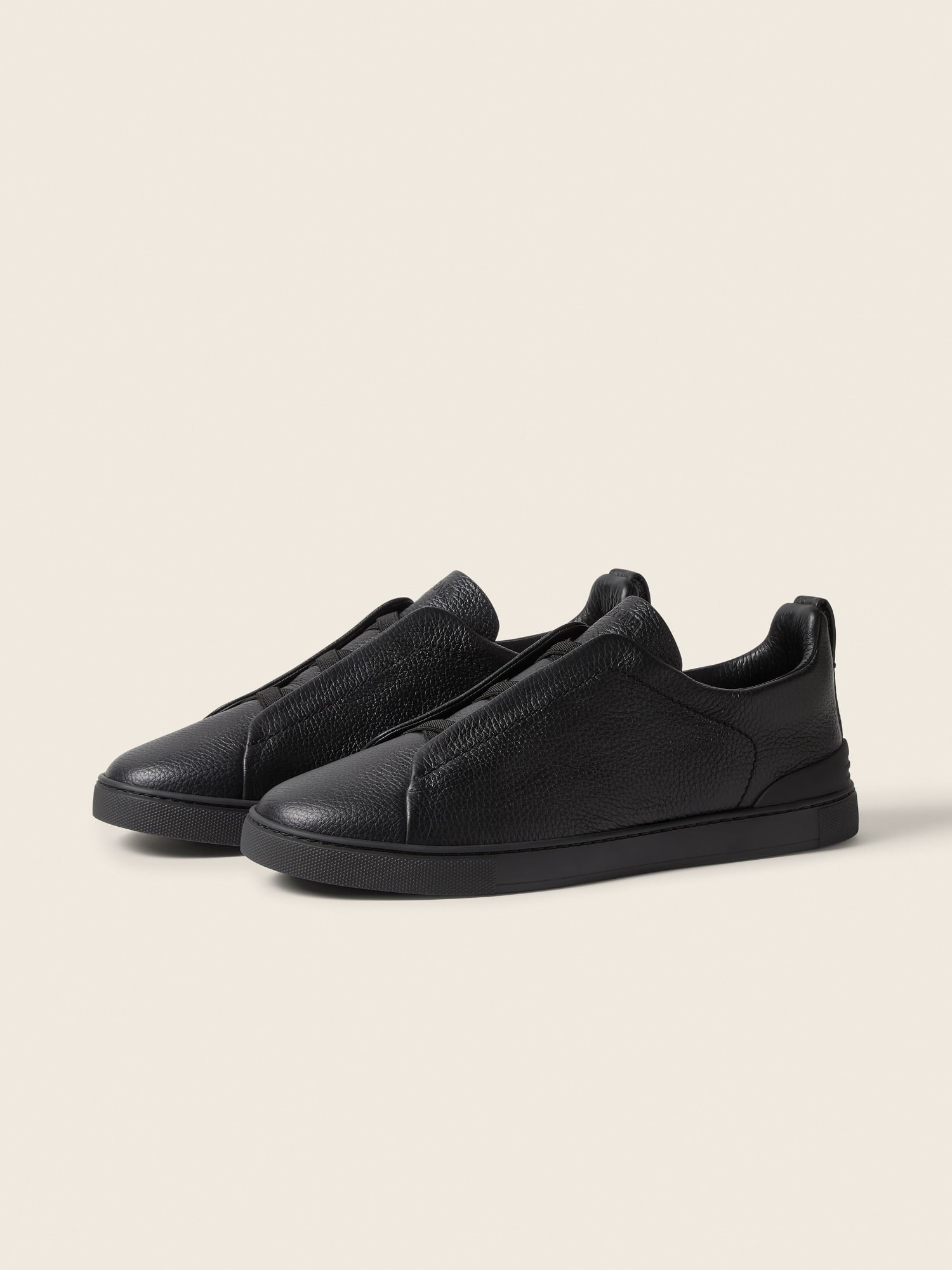 ZEGNA - BLACK LEATHER TRIPLE STITCH™ SNEAKERS