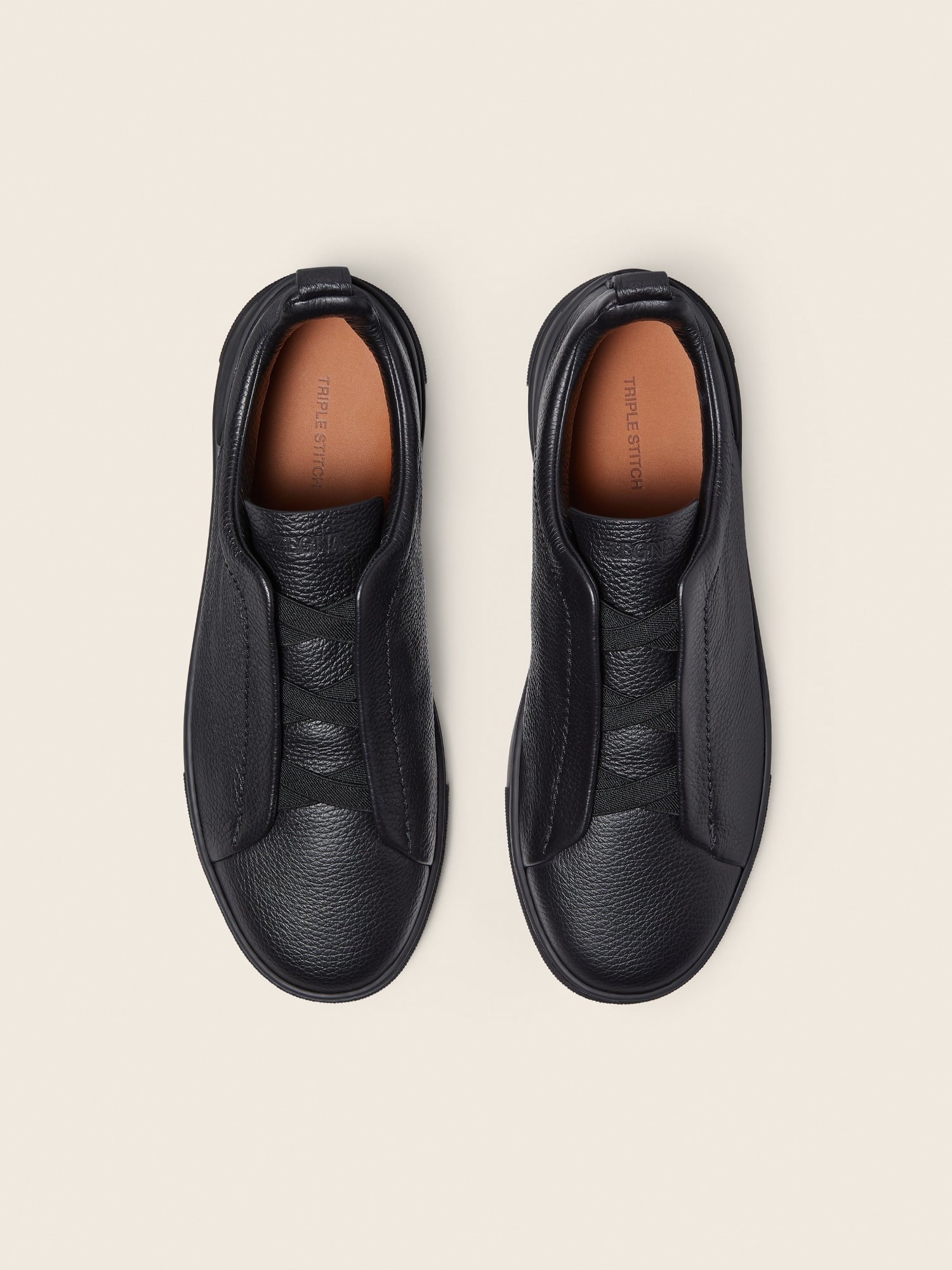 ZEGNA - BLACK LEATHER TRIPLE STITCH™ SNEAKERS