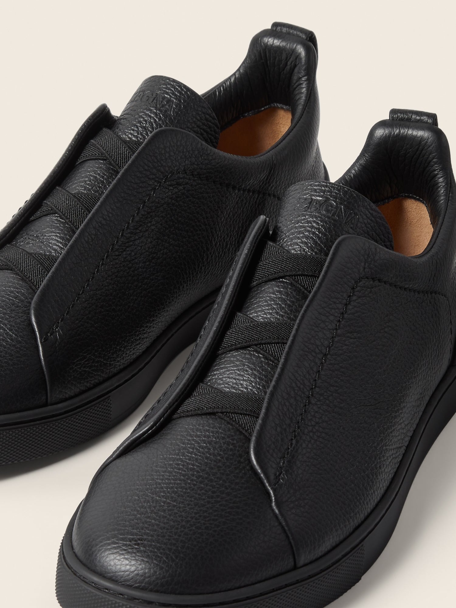 ZEGNA - BLACK LEATHER TRIPLE STITCH™ SNEAKERS