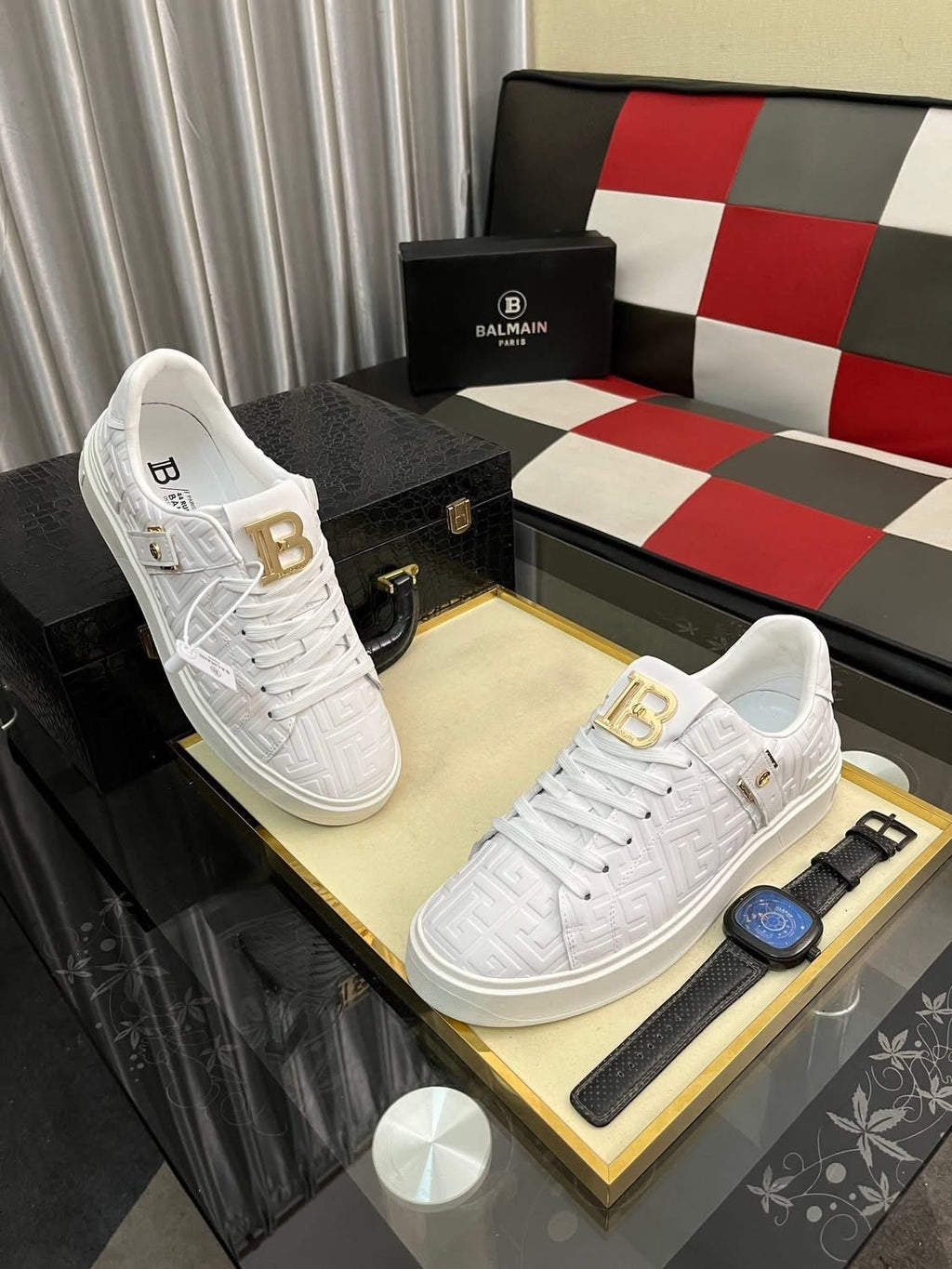 Balmain Monogram White Sneakers