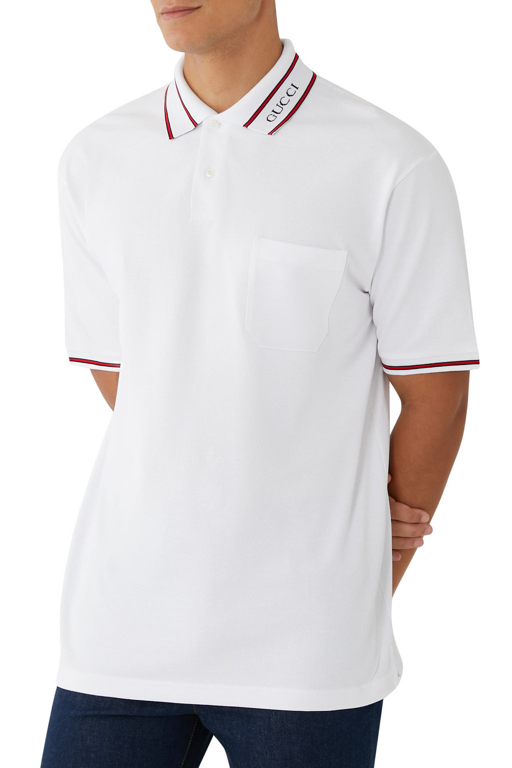 GUCCI
Cotton Piquet Polo Shirt with Web