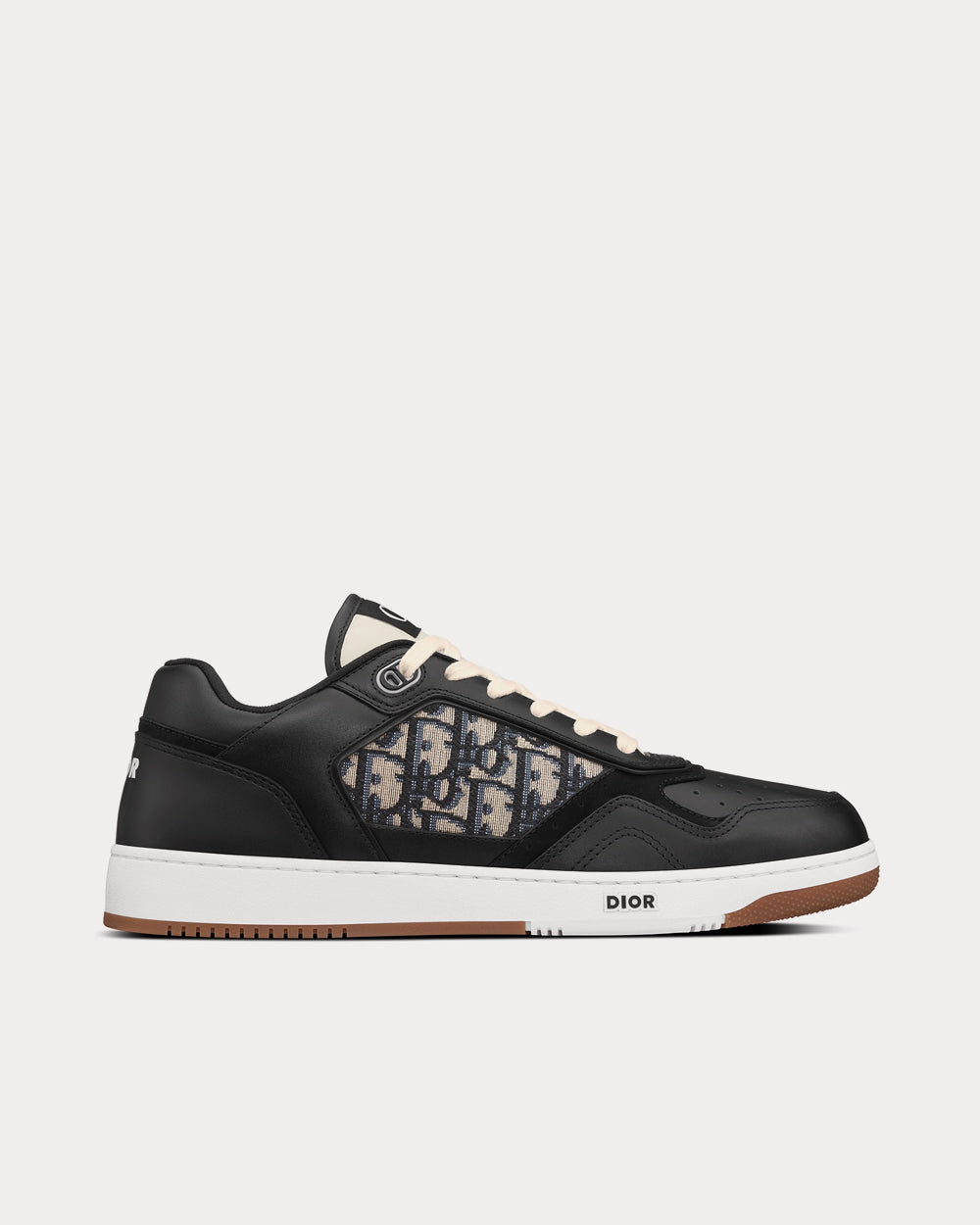 Dior - B27 Black Smooth Calfskin with Beige and Black Dior Oblique Jacquard Low Top Sneakers