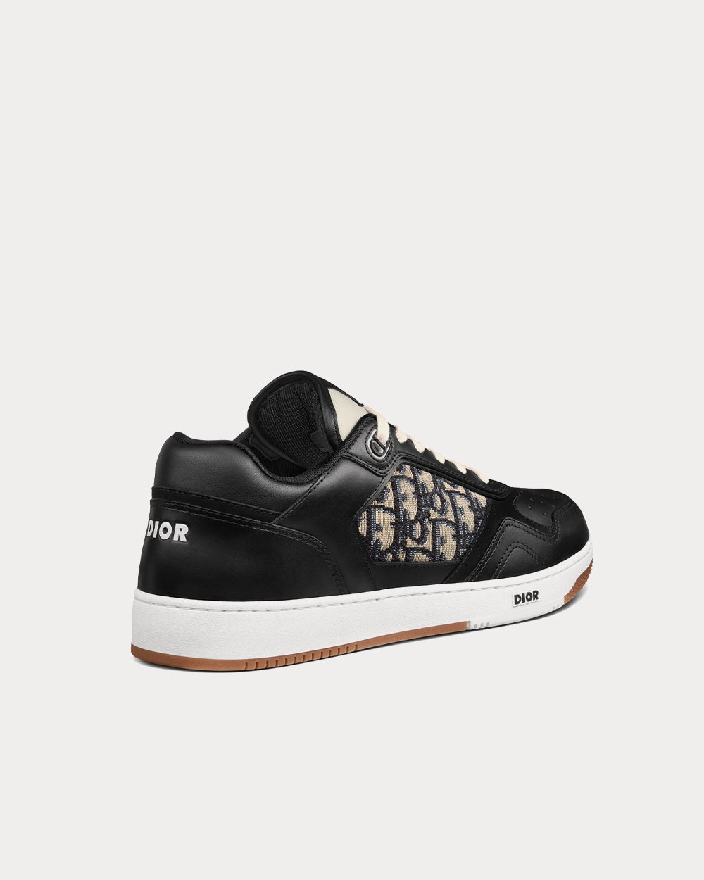 Dior - B27 Black Smooth Calfskin with Beige and Black Dior Oblique Jacquard Low Top Sneakers