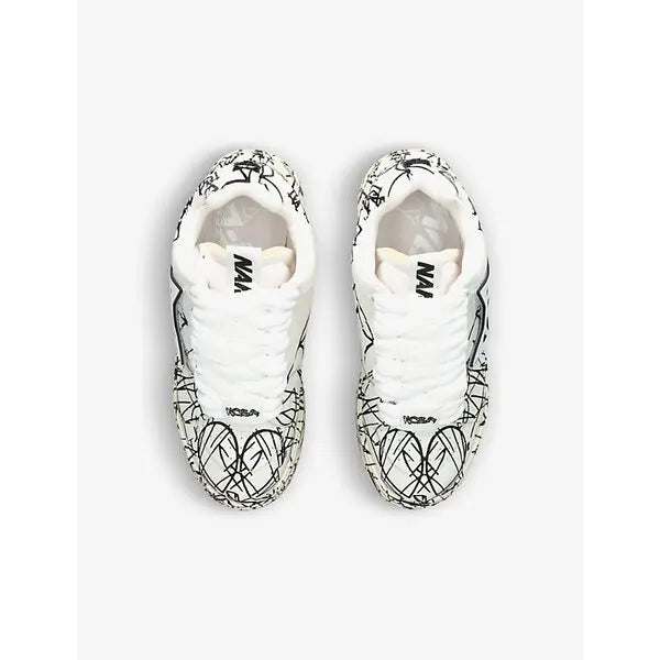 NAKED WOLFE 
Kosa Scribble Patterned Leather Low-Top Trainers