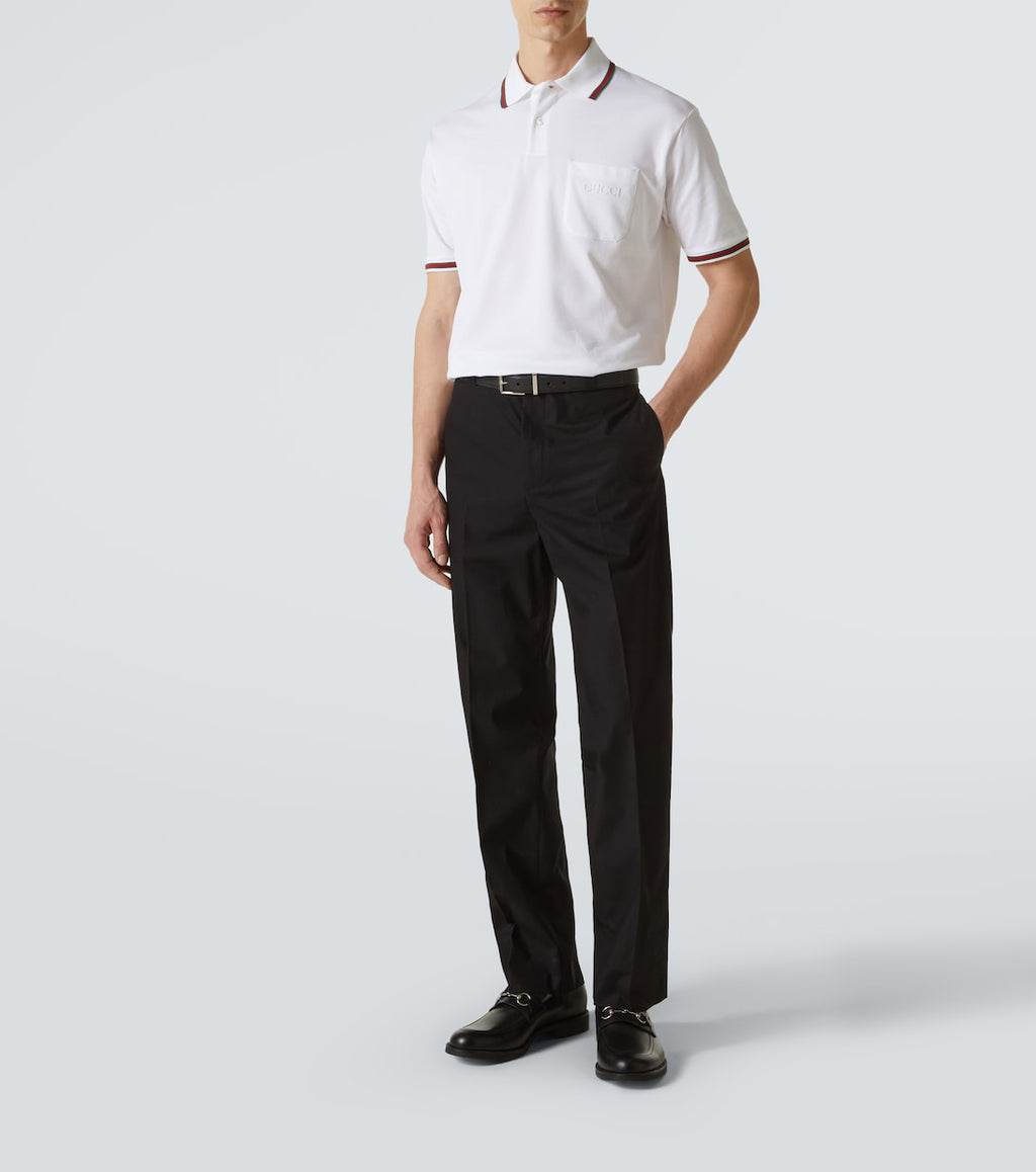 Gucci
Web Stripe cotton-blend piqué polo shirt