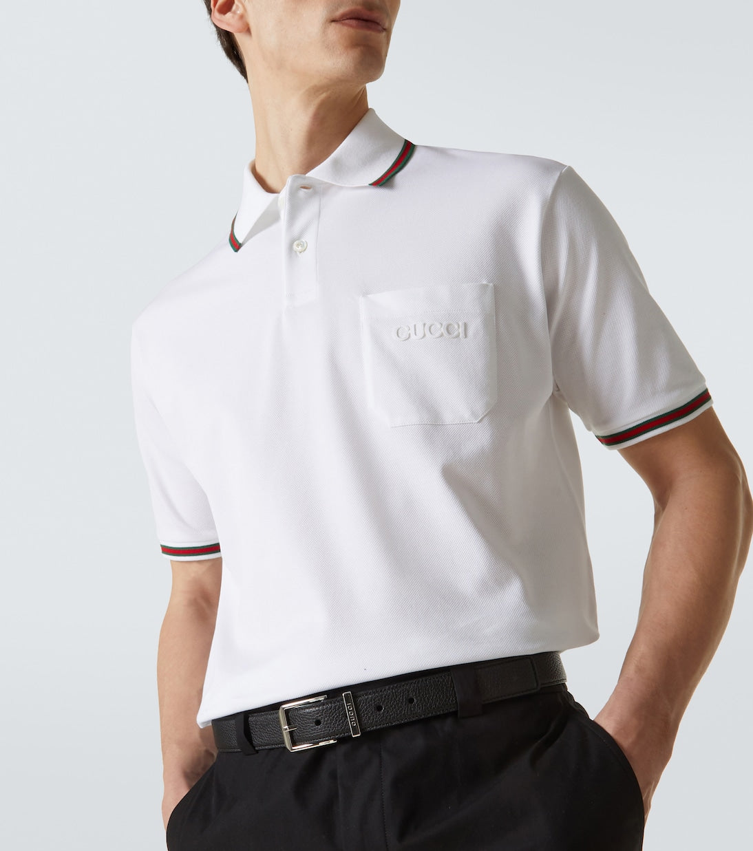 Gucci
Web Stripe cotton-blend piqué polo shirt