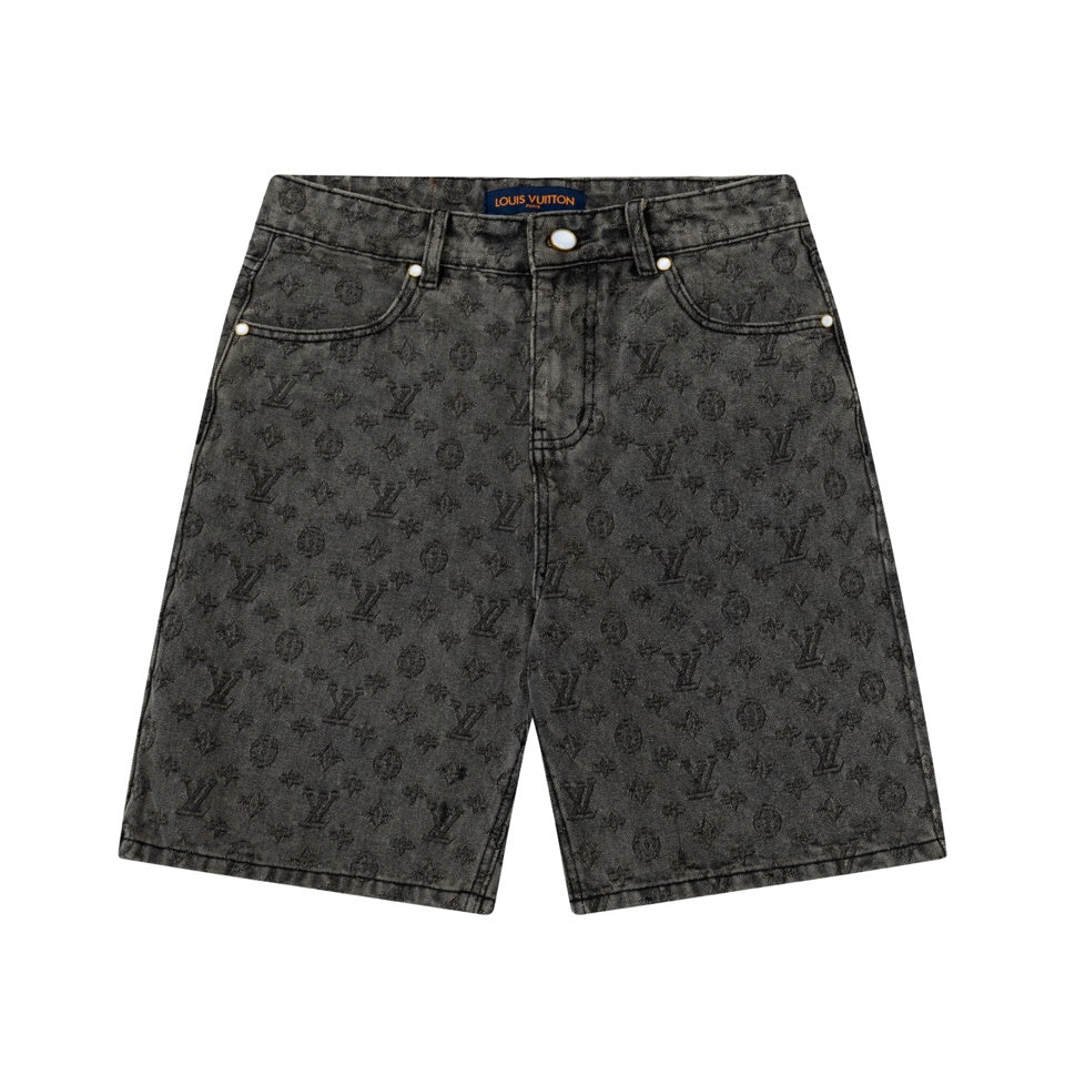 Monogram Bandana-Print Oversized-Fit Stretch-Denim