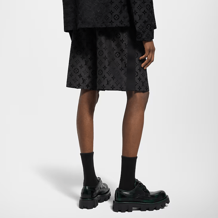 LV - Monogrami Moire JacquardSilk Shorts