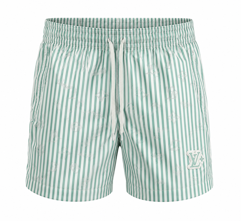 ouis Vuitton Monogram Striped Swim Shorts – Mint Green