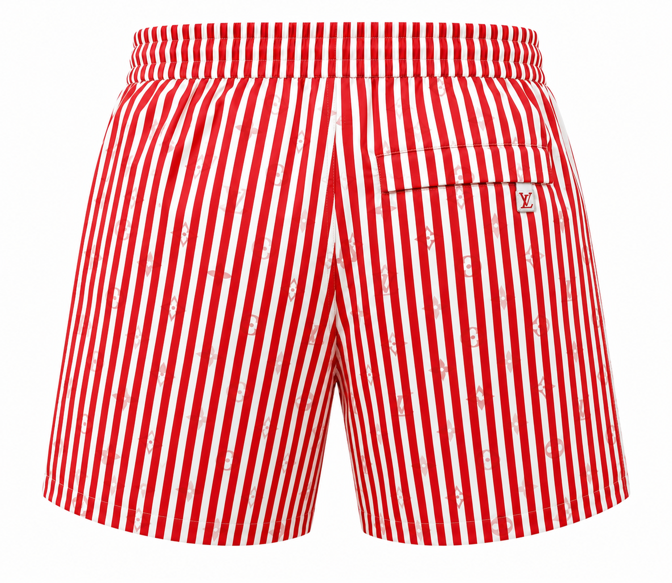 Monogram Striped Swim Shorts – Red