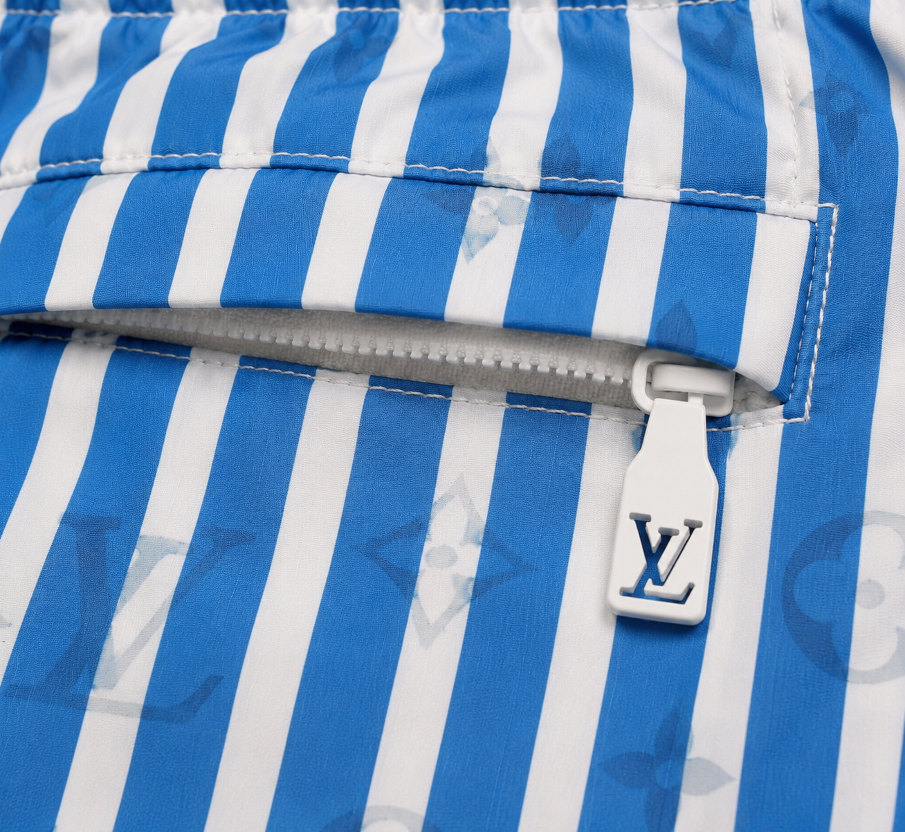 Monogram Striped Swim Shorts – Blue stripe