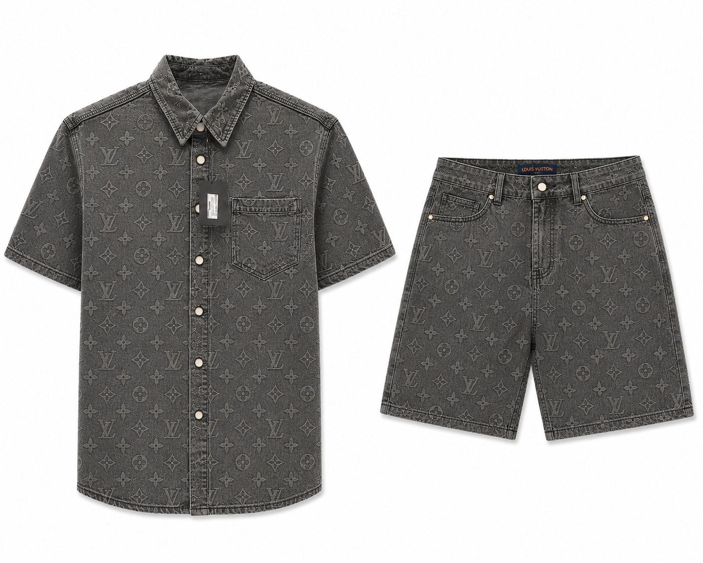 Monogram Bandana-Print Oversized-Fit Stretch-Denim