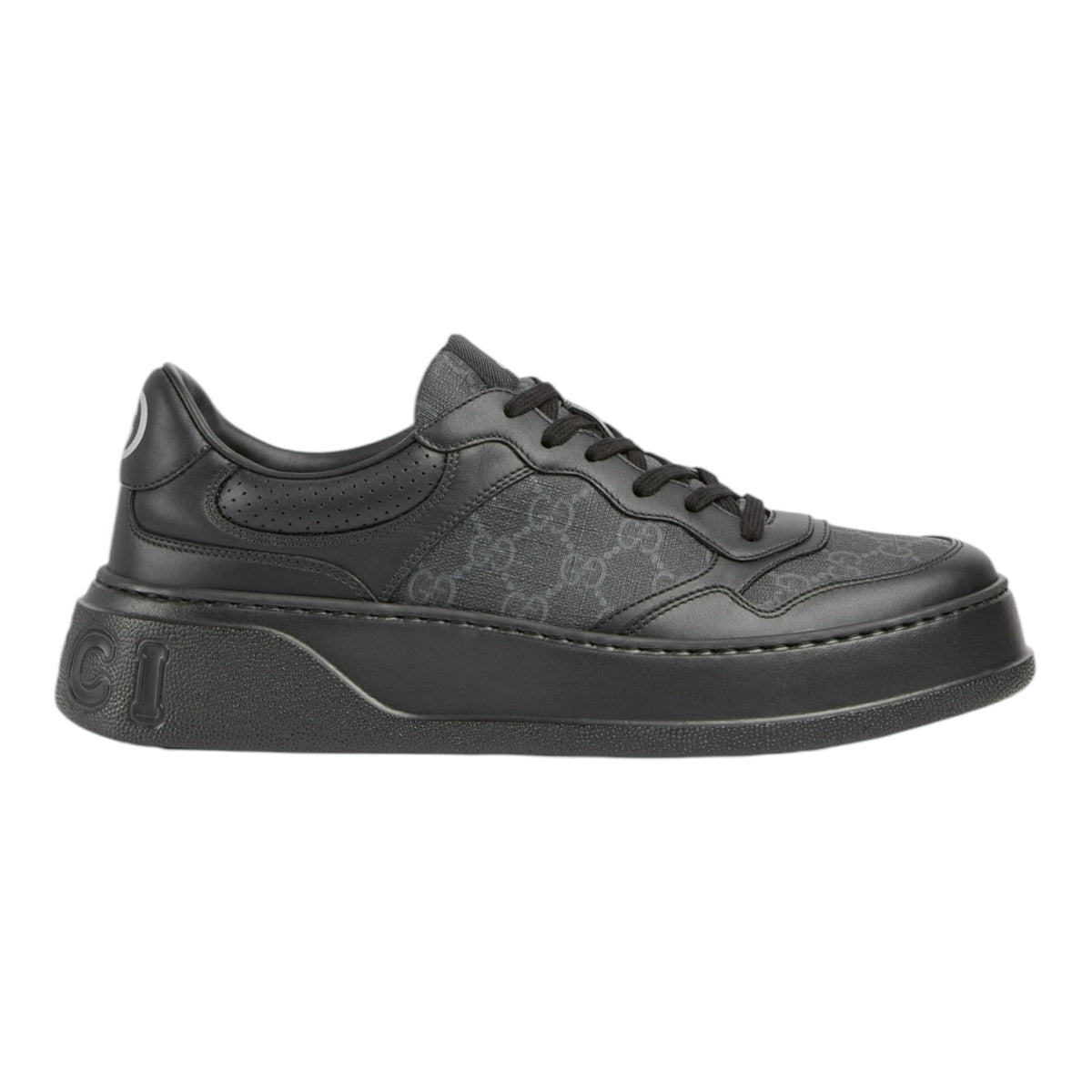 Gucci Black Monogram Platform Sneakers