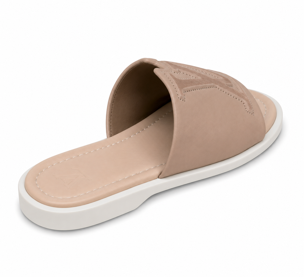 LV Inspired Slide Sandal – Beige