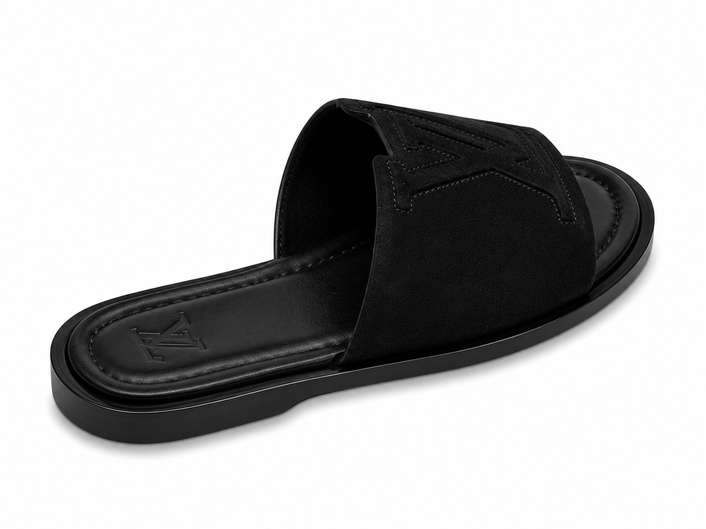 LV Inspired Black Slide Sandal