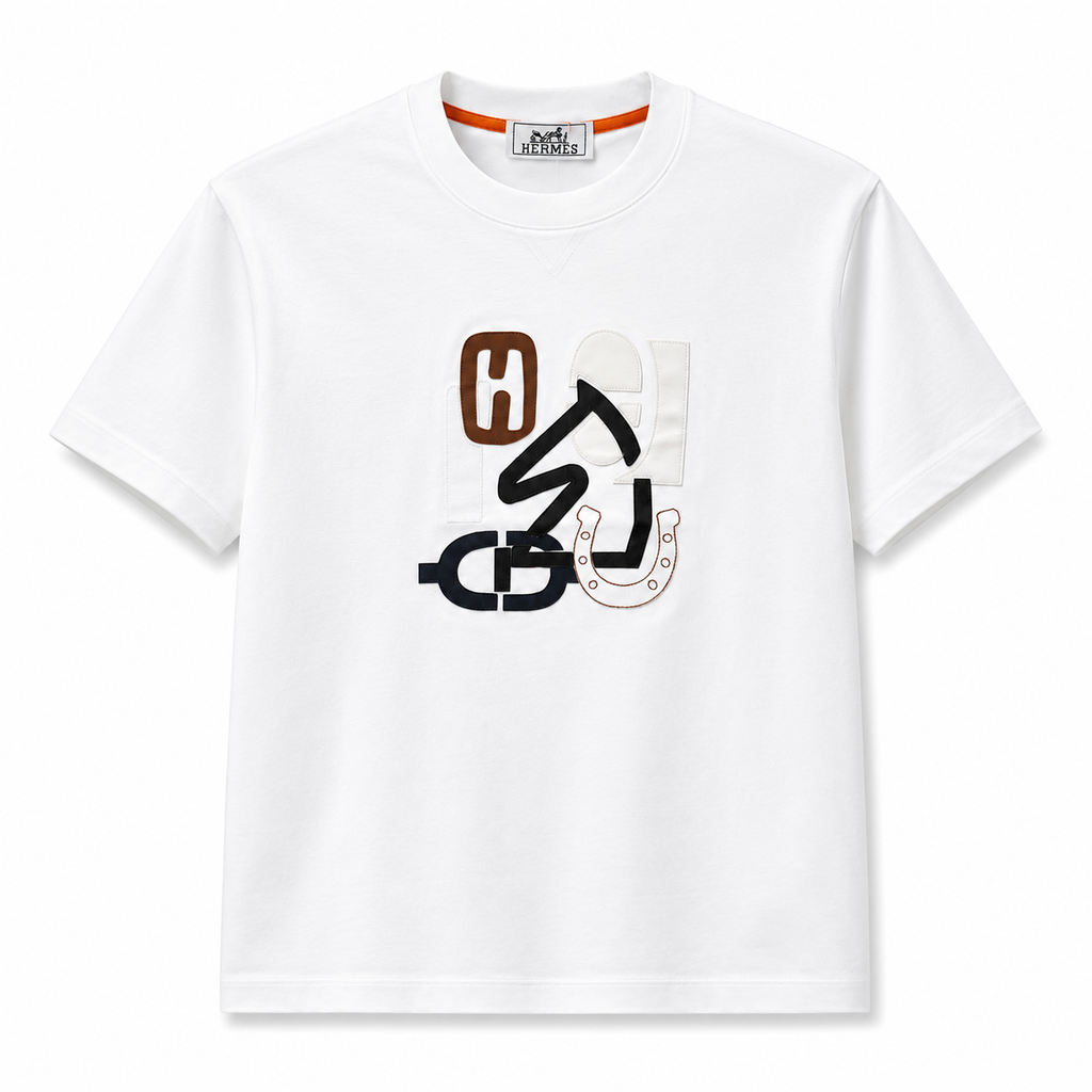 Leather Patch Graphic T-Shirt – White