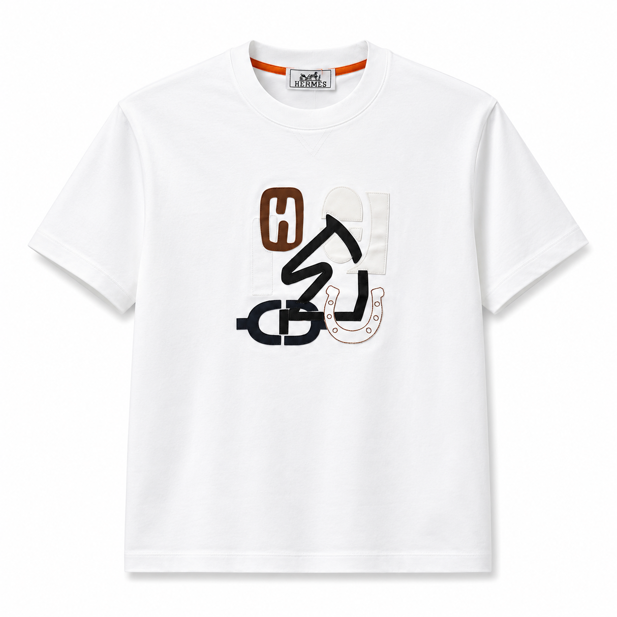 Leather Patch Graphic T-Shirt – White