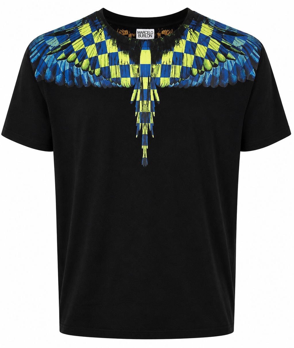 Marcelo Burlon Checkered Wings T-Shirt – Black