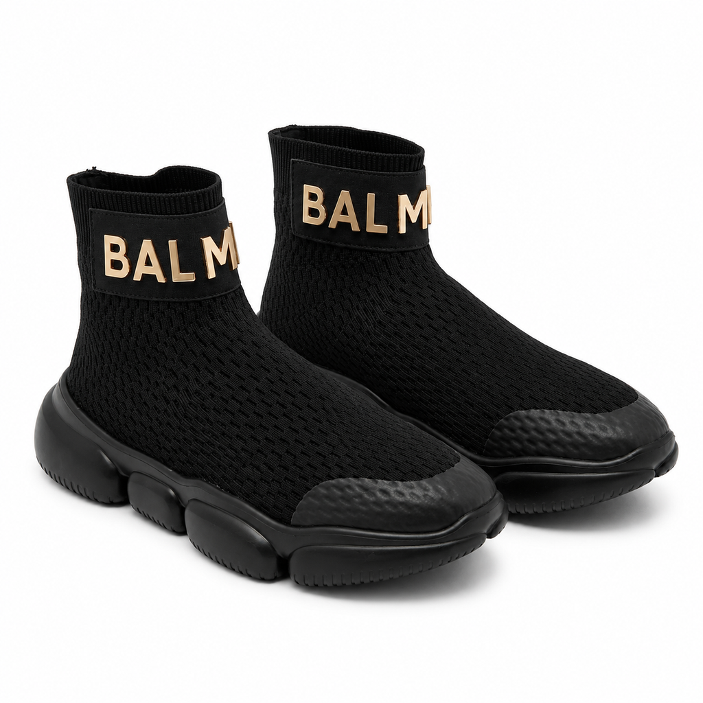 Balmain Knit Sock Sneakers – Black