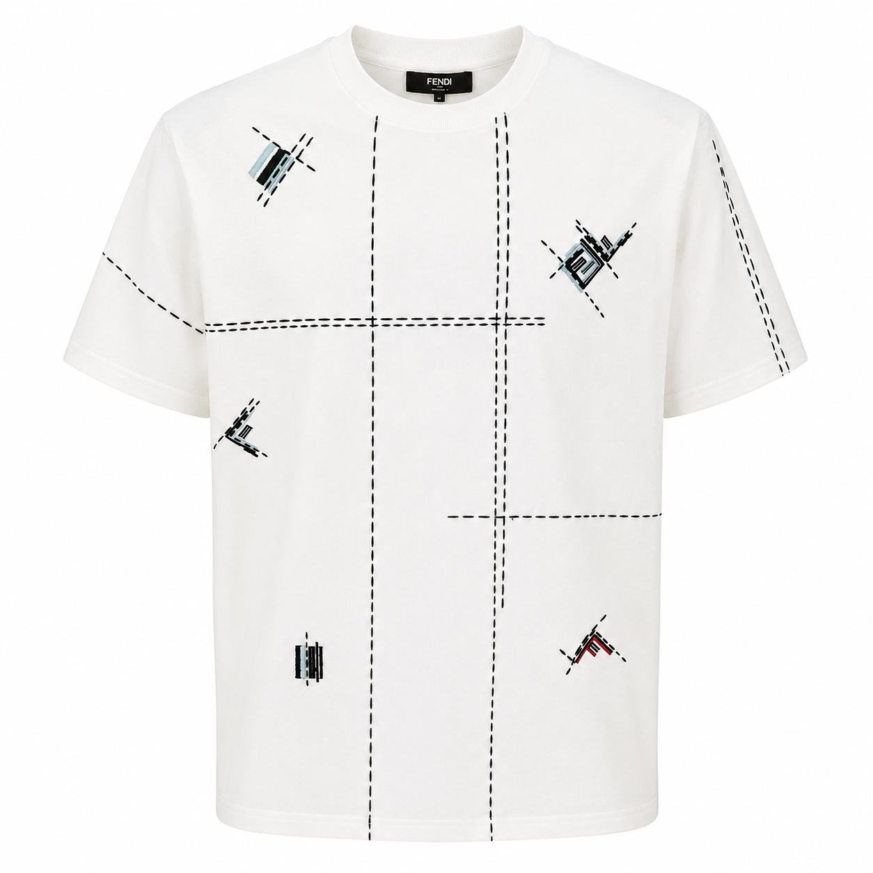 Fendi Embroidered Stitch T-Shirt – White