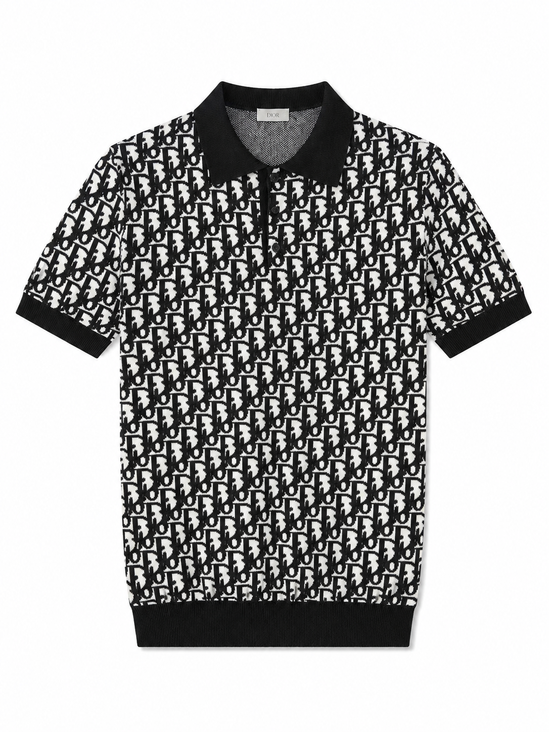 Oblique Knit Polo – Black / White